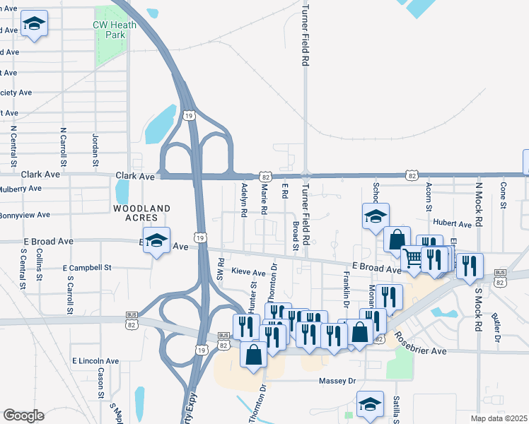 map of restaurants, bars, coffee shops, grocery stores, and more near 201 Marie Road in Albany