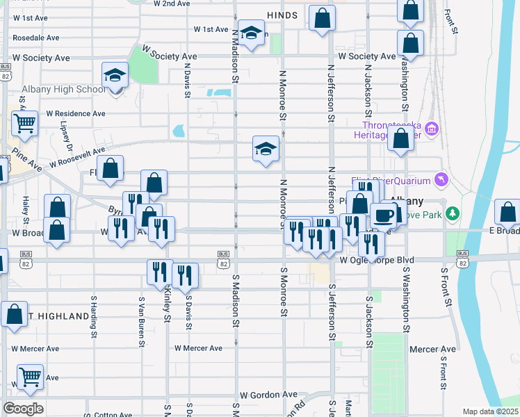 map of restaurants, bars, coffee shops, grocery stores, and more near 518 Pine Avenue in Albany