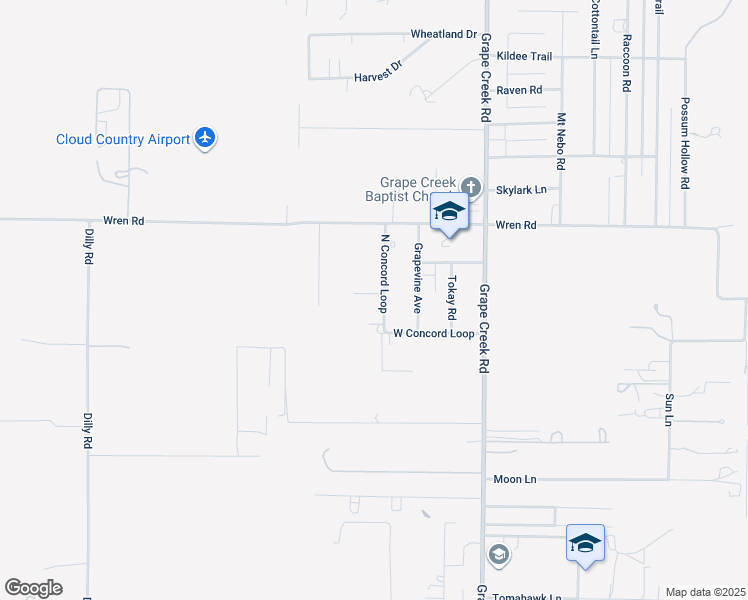 map of restaurants, bars, coffee shops, grocery stores, and more near 9501 North Concord Loop in San Angelo