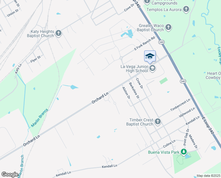 map of restaurants, bars, coffee shops, grocery stores, and more near 3800 Orchard Lane in Waco