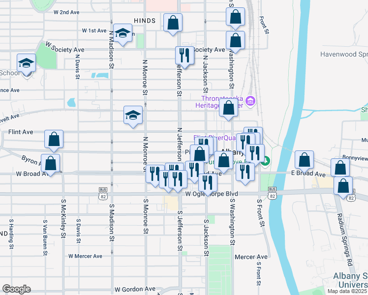 map of restaurants, bars, coffee shops, grocery stores, and more near 323 Pine Avenue in Albany