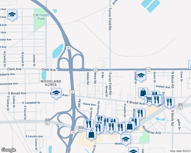 map of restaurants, bars, coffee shops, grocery stores, and more near 201-299 Marie Road in Albany