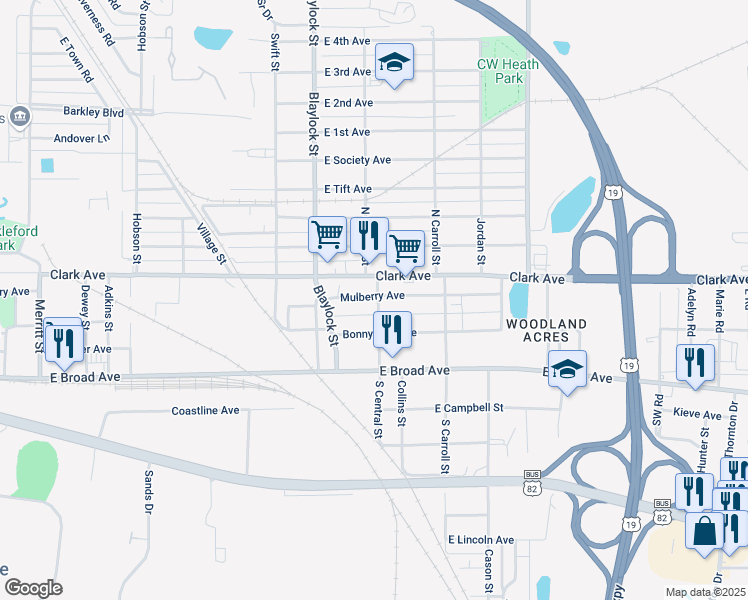 map of restaurants, bars, coffee shops, grocery stores, and more near 1223 Mulberry Avenue in Albany