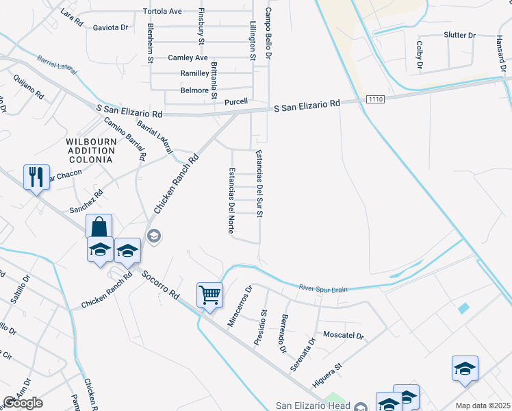 map of restaurants, bars, coffee shops, grocery stores, and more near 333 Villa La Estancias in San Elizario