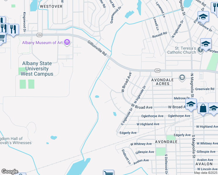 map of restaurants, bars, coffee shops, grocery stores, and more near 2110 Lennox Drive in Albany