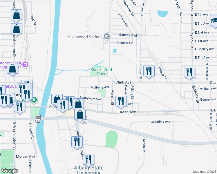 map of restaurants, bars, coffee shops, grocery stores, and more near 507 Mulberry Avenue in Albany