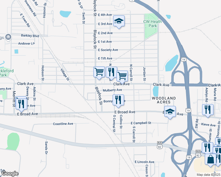 map of restaurants, bars, coffee shops, grocery stores, and more near 1223 Mulberry Avenue in Albany