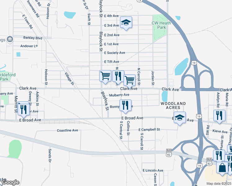 map of restaurants, bars, coffee shops, grocery stores, and more near 1223 Mulberry Avenue in Albany