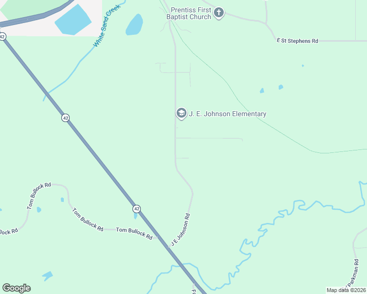 map of restaurants, bars, coffee shops, grocery stores, and more near 116 J E Johnson Road in Prentiss