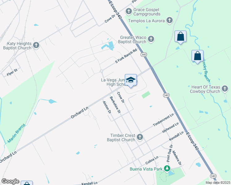 map of restaurants, bars, coffee shops, grocery stores, and more near 1201 Crow Drive in Waco