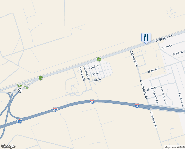 map of restaurants, bars, coffee shops, grocery stores, and more near 3rd Street in Monahans