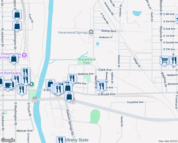 map of restaurants, bars, coffee shops, grocery stores, and more near 507 Mulberry Avenue in Albany