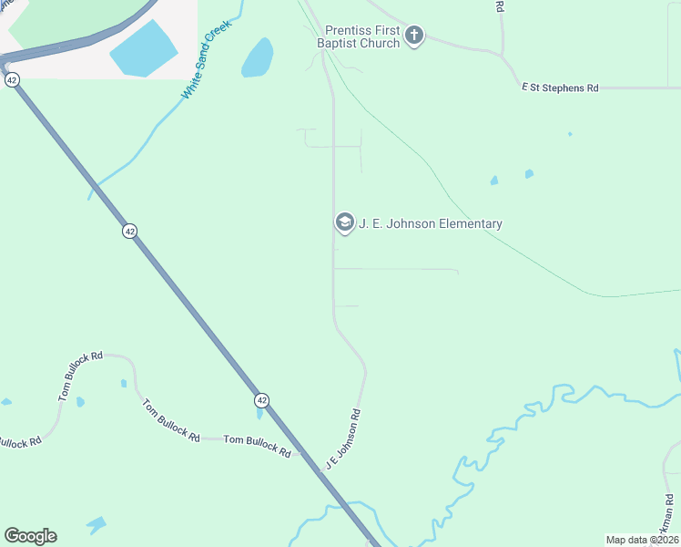 map of restaurants, bars, coffee shops, grocery stores, and more near 116 J E Johnson Road in Prentiss
