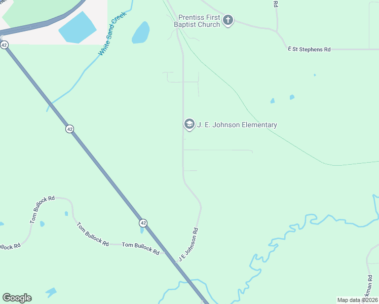 map of restaurants, bars, coffee shops, grocery stores, and more near 116 J E Johnson Road in Prentiss