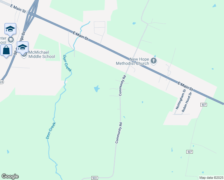 map of restaurants, bars, coffee shops, grocery stores, and more near 354 County Road 503 in Nacogdoches