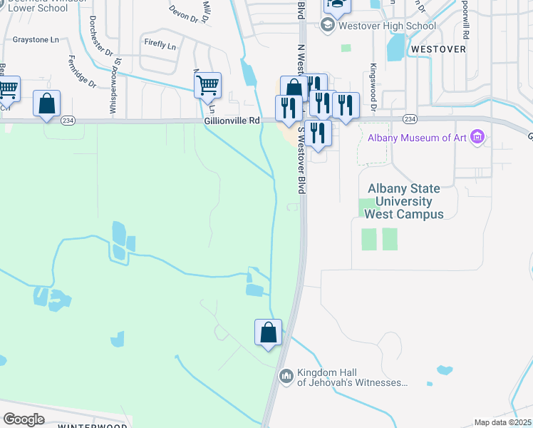 map of restaurants, bars, coffee shops, grocery stores, and more near 199 South Westover Boulevard in Albany