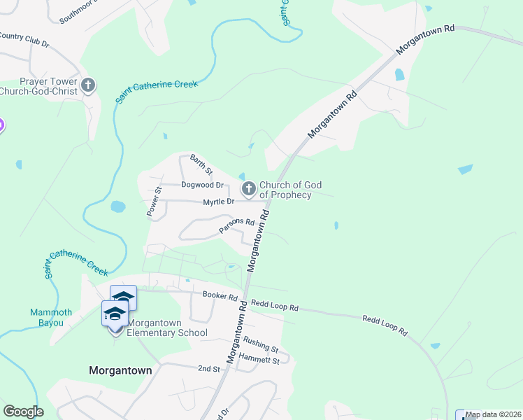 map of restaurants, bars, coffee shops, grocery stores, and more near 136 Morgantown Road in Natchez