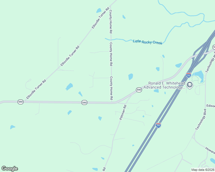 map of restaurants, bars, coffee shops, grocery stores, and more near County Home Road in Ellisville