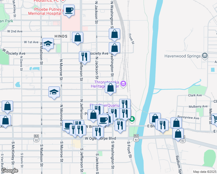 map of restaurants, bars, coffee shops, grocery stores, and more near 211 West Roosevelt Avenue in Albany