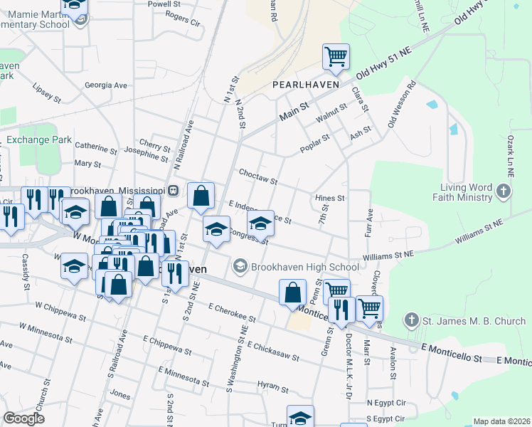 map of restaurants, bars, coffee shops, grocery stores, and more near 400 North 4th Street in Brookhaven