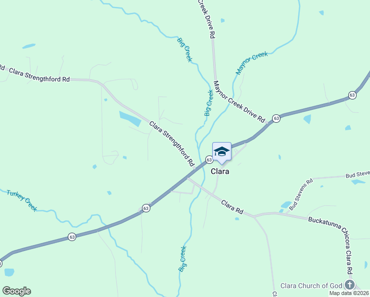 map of restaurants, bars, coffee shops, grocery stores, and more near Clara Strengthford Road in Waynesboro
