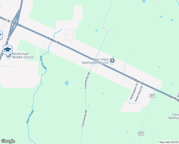 map of restaurants, bars, coffee shops, grocery stores, and more near 180 Community Road in Nacogdoches