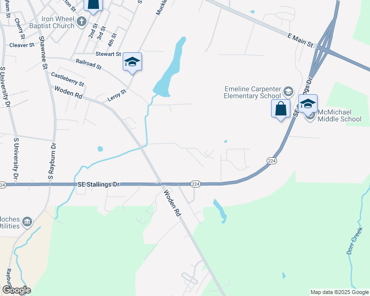 map of restaurants, bars, coffee shops, grocery stores, and more near 2817 East J Campbell Boulevard in Nacogdoches