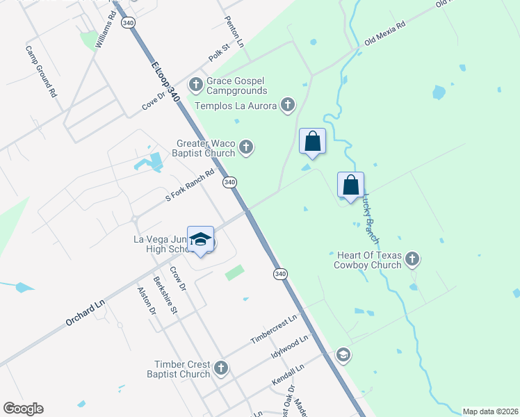 map of restaurants, bars, coffee shops, grocery stores, and more near 4703 Orchard Lane in Waco