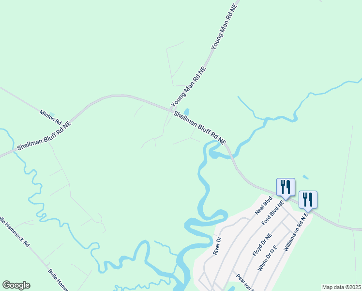 map of restaurants, bars, coffee shops, grocery stores, and more near 1059 Benji Lane Northeast in Townsend