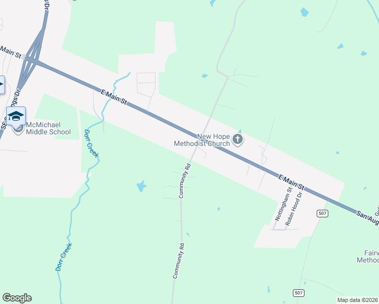 map of restaurants, bars, coffee shops, grocery stores, and more near 180 Community Road in Nacogdoches