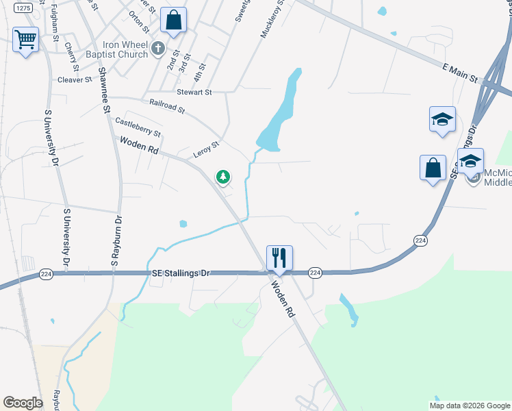 map of restaurants, bars, coffee shops, grocery stores, and more near 2817 East J Campbell Boulevard in Nacogdoches