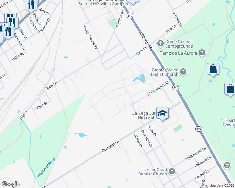 map of restaurants, bars, coffee shops, grocery stores, and more near in Waco