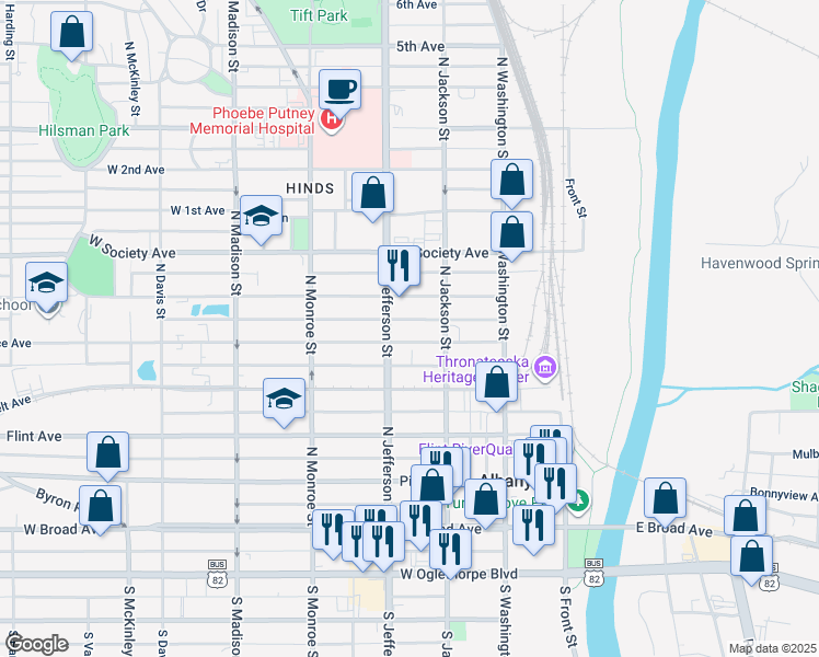 map of restaurants, bars, coffee shops, grocery stores, and more near 313 West Residence Avenue in Albany