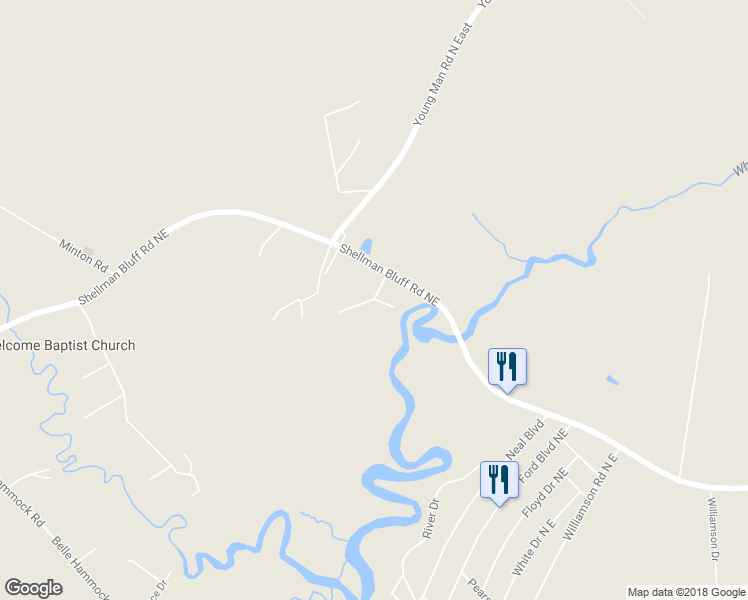 map of restaurants, bars, coffee shops, grocery stores, and more near 1059 Benji Lane Northeast in Townsend