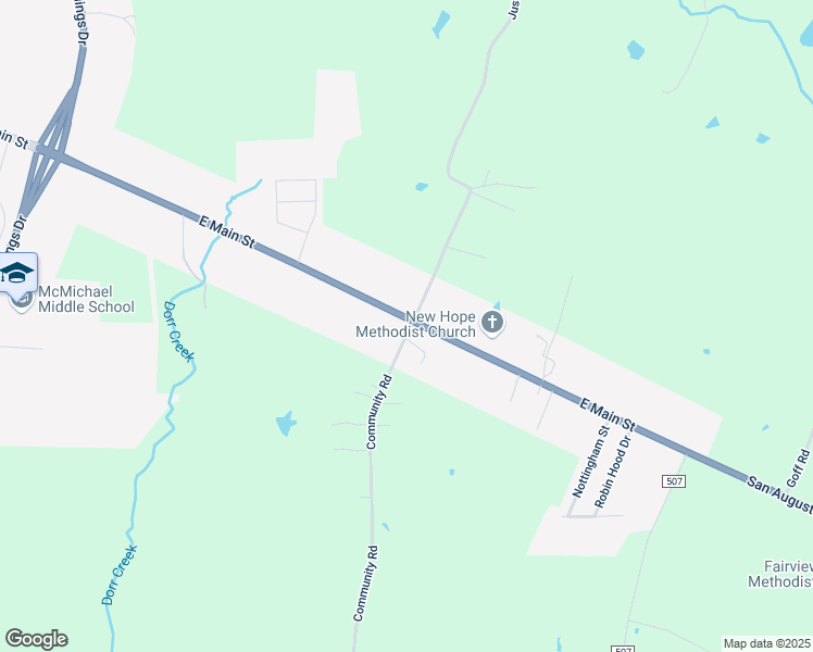 map of restaurants, bars, coffee shops, grocery stores, and more near 100 Justice Road in Nacogdoches