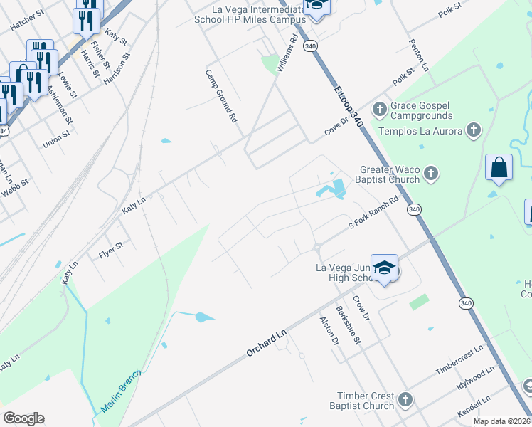 map of restaurants, bars, coffee shops, grocery stores, and more near in Waco