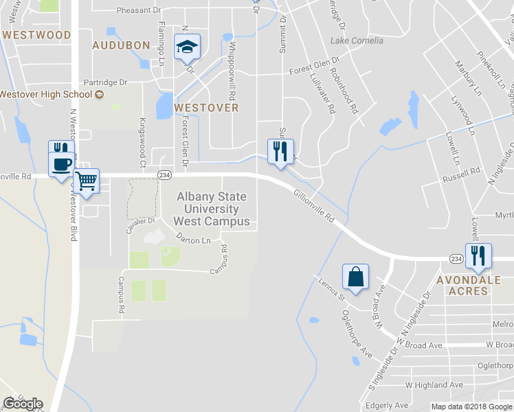 map of restaurants, bars, coffee shops, grocery stores, and more near 345 Meadowlark Drive in Albany