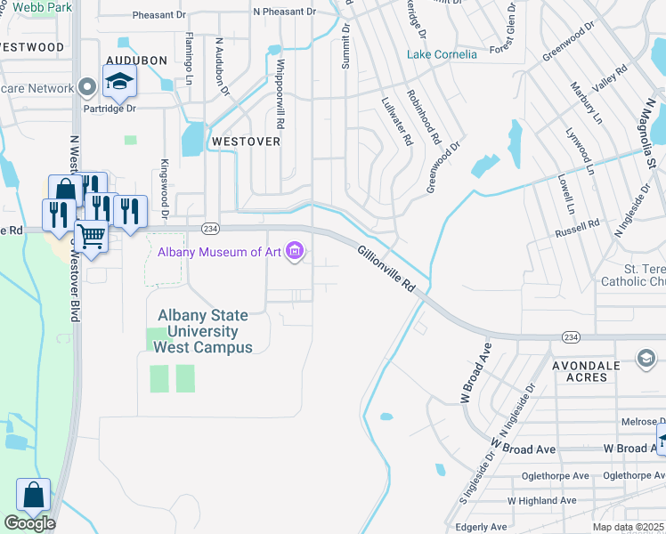 map of restaurants, bars, coffee shops, grocery stores, and more near 378 Meadowlark Drive in Albany