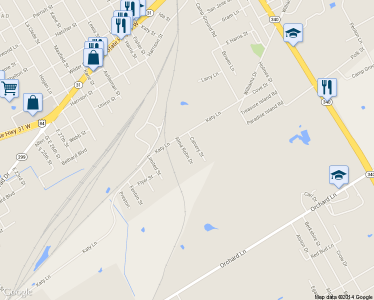 map of restaurants, bars, coffee shops, grocery stores, and more near 301 Alma Rohn Drive in Waco