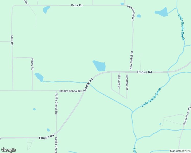 map of restaurants, bars, coffee shops, grocery stores, and more near Empire Road in Jesup