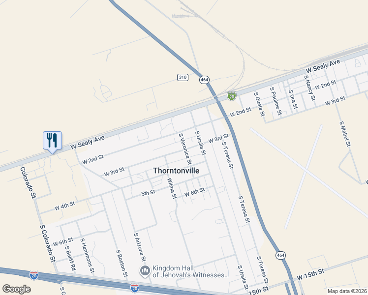 map of restaurants, bars, coffee shops, grocery stores, and more near 300-348 South Veronica Street in Monahans