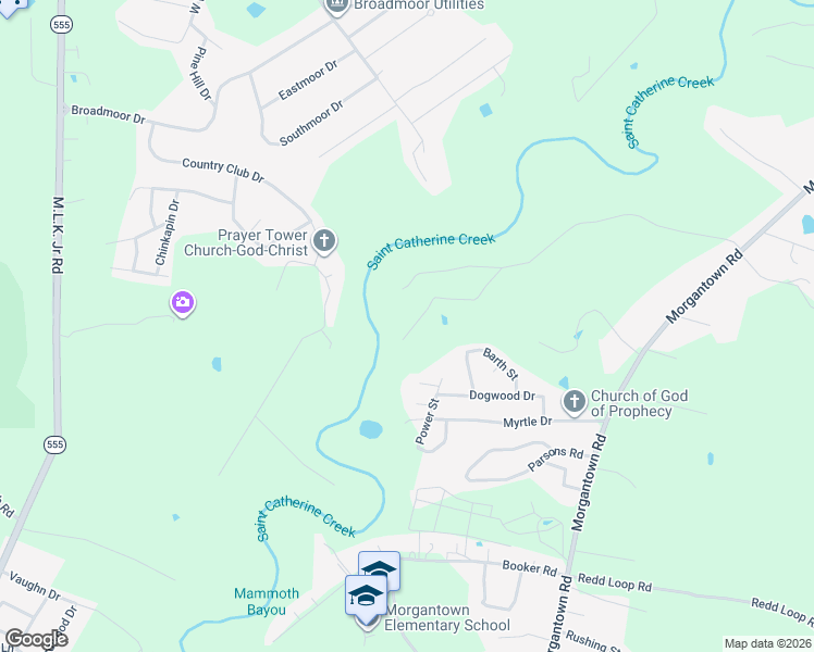 map of restaurants, bars, coffee shops, grocery stores, and more near 106 Wisteria Lane in Natchez
