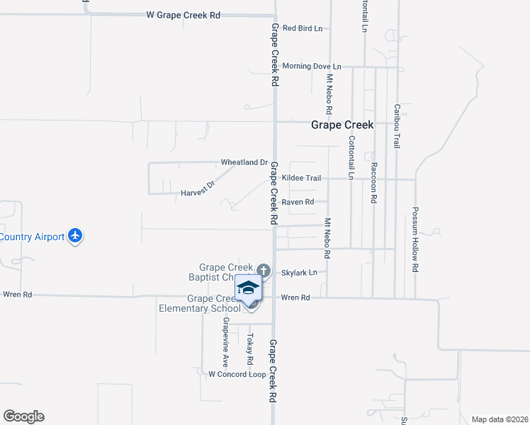 map of restaurants, bars, coffee shops, grocery stores, and more near 9991 Grape Creek Rd in San Angelo