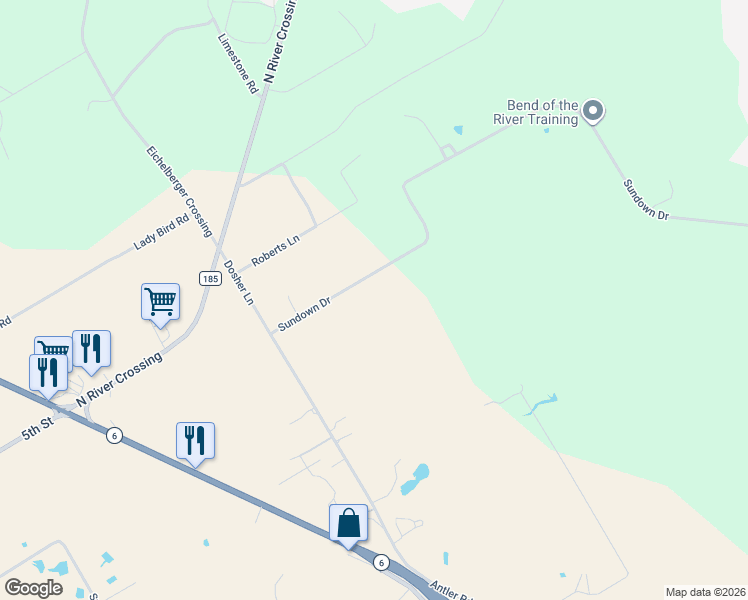 map of restaurants, bars, coffee shops, grocery stores, and more near 386 Sundown Dr in Woodway
