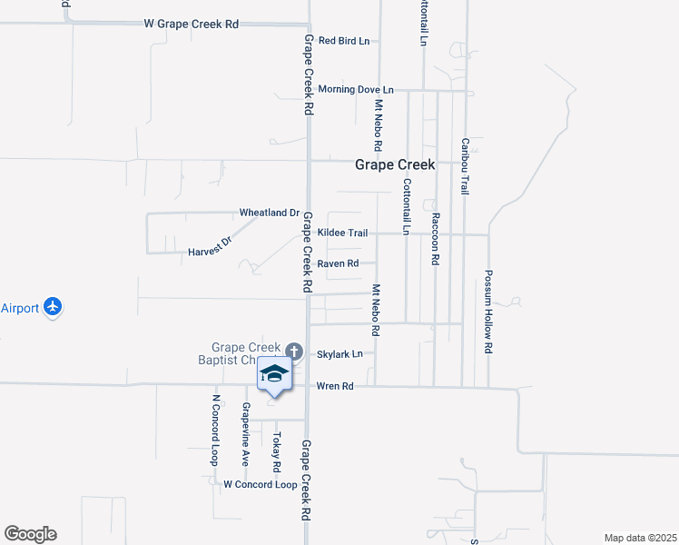 map of restaurants, bars, coffee shops, grocery stores, and more near 7733 Raven Rd in Grape Creek