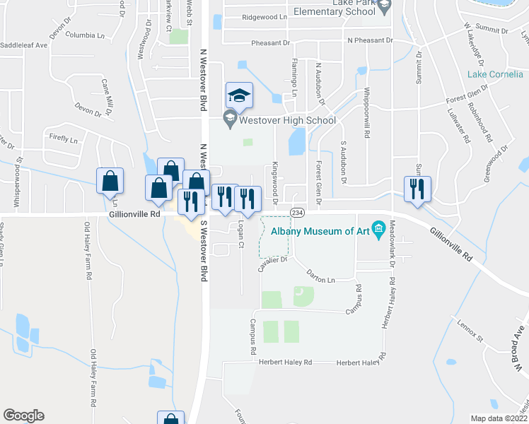 map of restaurants, bars, coffee shops, grocery stores, and more near in Albany