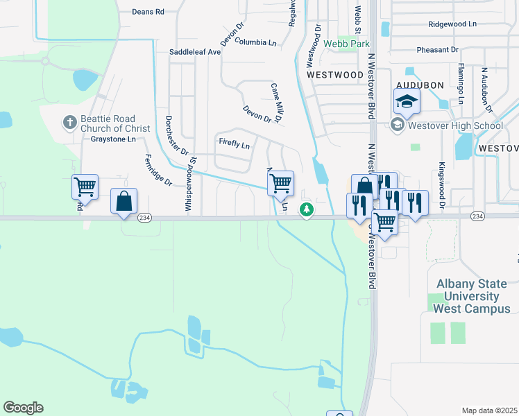 map of restaurants, bars, coffee shops, grocery stores, and more near 102 National Court in Albany