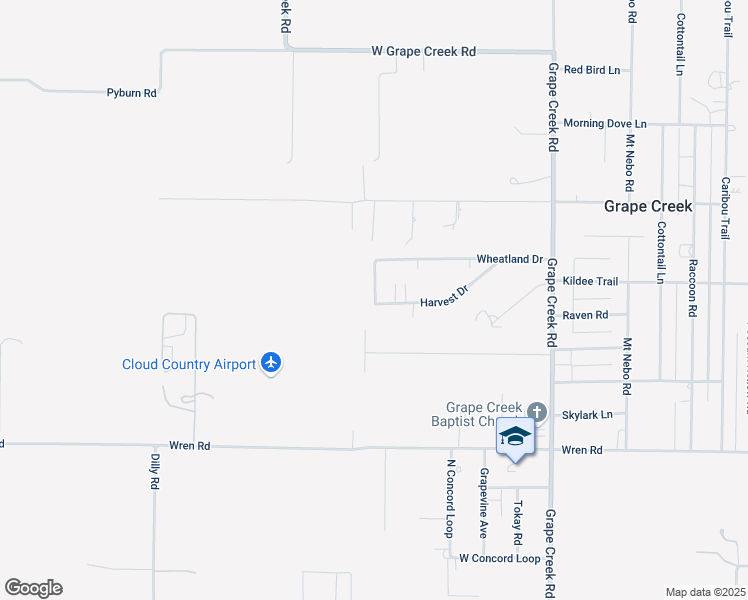 map of restaurants, bars, coffee shops, grocery stores, and more near 10700 Oatland Drive in Grape Creek