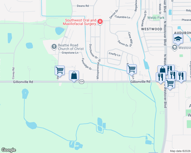 map of restaurants, bars, coffee shops, grocery stores, and more near 1603 Whisperwood Street in Albany