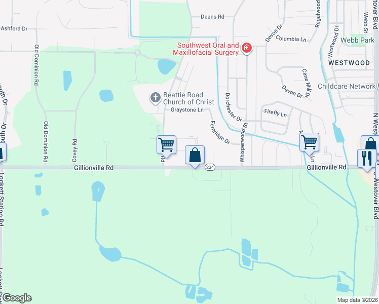 map of restaurants, bars, coffee shops, grocery stores, and more near 3102 Wax Myrtle Lane in Albany